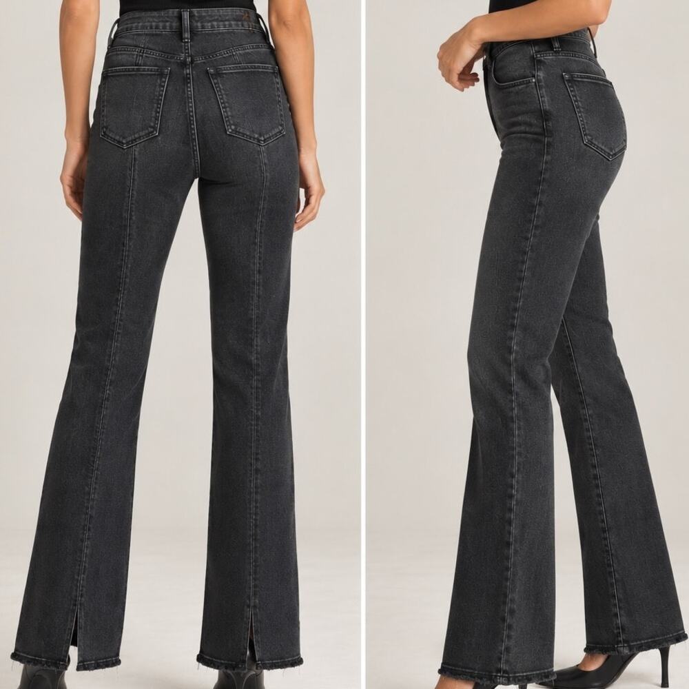 NWT Good American Good Classic Bootcut Jeans Black 10/30 Split Hem - Picture 16 of 16